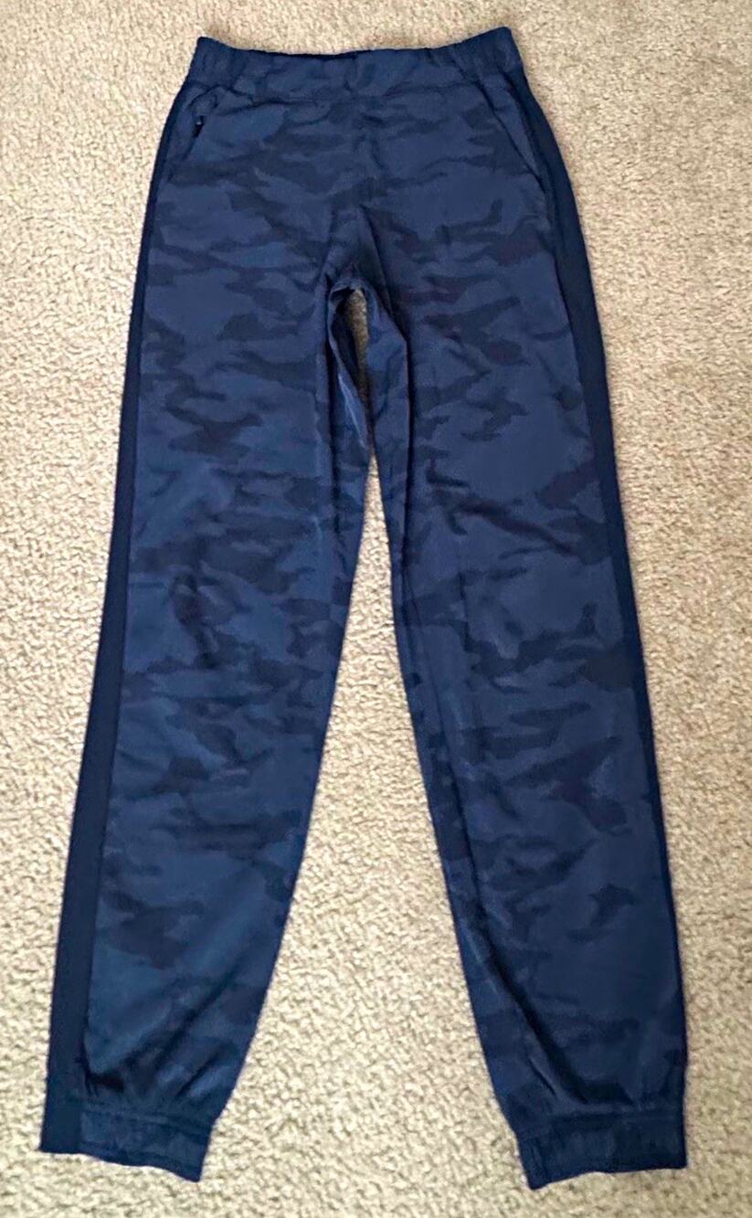 Athleta Brooklyn Camo Jogger Women’s 6 Navy Blue Zip Pockets Stretch 599681